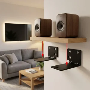 Powder Coated Black Carbon Steel Metal Wall Mount Speaker Bracket
