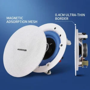 Professional 100V Constant Voltage Background Music System 2 Zone Power Amplifier 5.25 Inch Full Range Ceiling Speakers Set