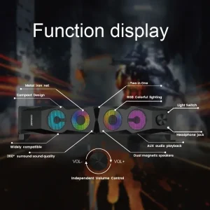 Professional 2.0 Channel USB Powered RGB Gaming Computer Speakers Portable Desktop Audio System
