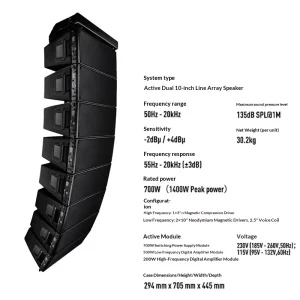 Professional Active Linear Array Neodymium Wood Shell Double 10 Inch Speaker for Stage Bar Banquet Hall Use