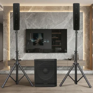 Professional Audio 2000W 15″ Subwoofer Karaoke PA Speaker System with 8 Wood Speakers 2.1 Channel Outdoor Use