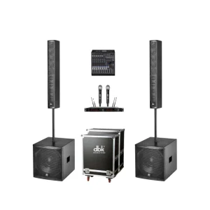 Professional Audio PA System 10×3.5 Inch Column Speaker & 15 Inch Active Subwoofer 8ohm Impedance Amplifiers for Events