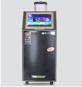 Professional Big Power Wooden Trolley Speaker with 9 Inch LED Touch Screen Karaoke Speaker