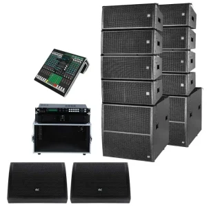 Professional Dual 10 Inch Line Array Speakers PA System + 21″ Subwoofer Audio Sound Equipment Amplifier Monitor Speaker