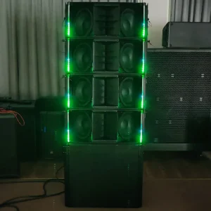 Professional Outdoor Audio Video Lighting 2-Way 2*10 Inches Neo 2000W Line Array Speaker with RGB LED Light and App Control