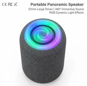 Professional S323pro Waterproof Portable Panoramic Speaker 57mm Large Driver 360 Degree Immersive Sound RGB Light