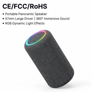 Professional S325pro IPX7 Waterproof Portable Panoramic Speaker 57mm Large Driver 360 Degree Immersive Sound RGB Light