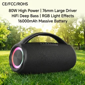 Professional S97 80W High Power Portable Outdoor Speaker 16000mAh Massive Battery RGB Light Effects For Camping