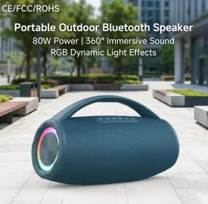 Professional S974 80W High Power Portable Outdoor Speaker 16000mAh Battery RGB Light Effects for Party