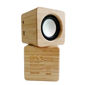 Promotion Gift OEM logo Bamboo Wood square Home Portable 3w Micro Mini Wireless BL Speaker for Mobile Phone Compute