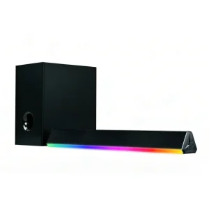 Protek Home Theatre 2.1Channel 5 Speaker TV Soundbar ABS Material RGB Light Wired 5.25inch Subwoofer for ARC Optical USB AUX