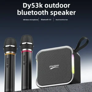 Q-DY53K 5.0 Wireless Microphone Portable Speaker Touch Control Two-way Audio Crossover Battery Insert Card for Outdoor