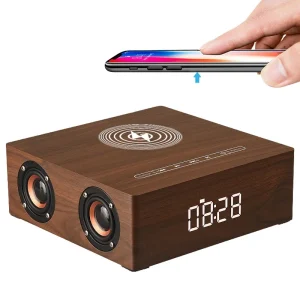 Q5A 12W Retro Wireless charging Speaker Touch Control 3600mAh Charger Long Endurance Screen LED Digital Display screen TF