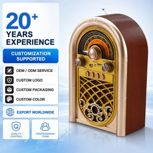 RAISENG R 1950BTL Factory OEM Vintage Wooden Radio AM FM SW Multi Band Rechargeable Radio USB TF MP3 Player Portable Speaker