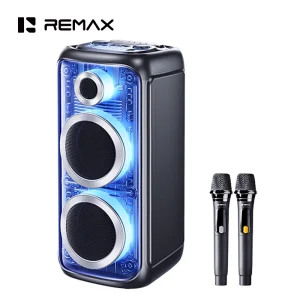 RB MB21 120W Portable Karaoke Speaker with Dual Wireless Microphones Outdoor Party Bluetooth Speaker with RGB Light