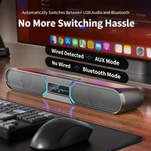 RGB Blue Tooth Computer Speakers Wireless USB AUX PC TV Laptop Soundbar Home Audio Gamer Desktop Speaker