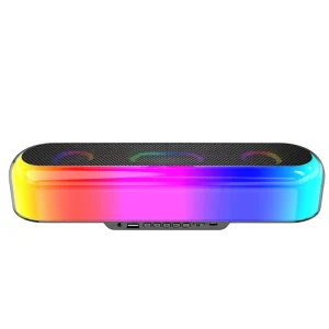 RGB Colorful Plastic Desktop Long Strip Soundbar with 5.3 LED Flashing Light High Volume & Bass Wireless Sound
