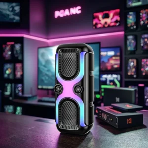 RGB LED Lighting Bluetooth Party Speaker Plastic Cabinet DJ Tower Speaker for Karaoke DC Power Source