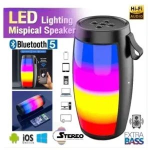 RGB LED Speaker for Home Theatre Party and Outdoor Lighting Use Portable Waterproof with Memory Card Support HiFi ExtraBass
