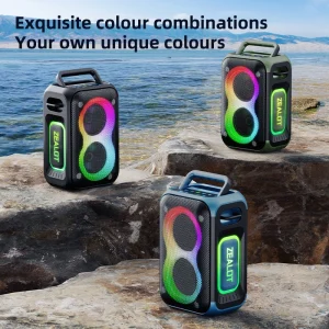 RGB LED Waterproof Party Speaker 60W PT02 BT5.4 with Battery Portable Wireless Outdoor Speaker for Outdoor Activities Home Use
