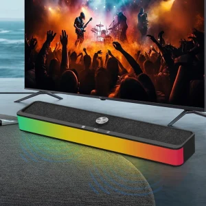 RGB Light Soundbar Bluetooth 5.3 Speaker with LED Lights Wireless Portable Bluetooth TV Speakers