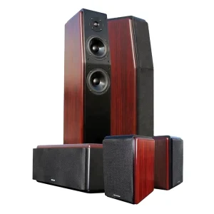 Real Red Wood Sound Floor Standing Speakers Home Theatre Surround Sound Equipment with AC Power Source