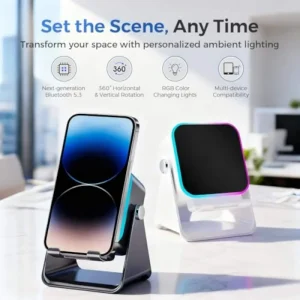 Rechargeable 5 in 1 Wireless Induction Speaker Adjustable Phone Stand Multifunctional Stereo Sound Speaker