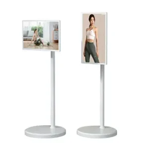 Rechargeable Android Interactive 21.5 Inch Stand TV Follow by Me Floor Standing Portable Mobile TV with 500W Camera