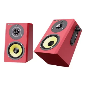 Red 3.5mm AUX USB Powered 2.0 Bookshelf PC Laptop Monitor Gaming Speakers