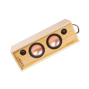 Red Wine Style Wireless Desktop Speaker Wooden Dual Drivers TWS 2000mAh Battery 50W High Power