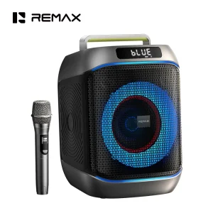 Remax Portable Speaker Karaoke Machine 60W Outdoor Speakers with Rich Bass RGB Lights Wireless Mic for Party Support AUX USB TF