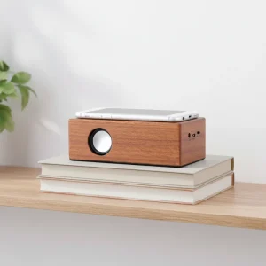Retro Mini Wooden Wireless AUX Speaker Smart Induction Subwoofer for Desktop and Mobile Phone Support Customization