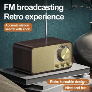 Retro Style Wooden BT Wireless Speaker Creative Subwoofer Stereo FM Vintage Radio Receiver TF Card Sound Bar Speaker