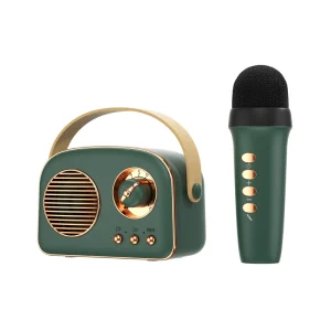 Retro Wireless Microphones Portable Karaoke FM Radio TF Card TWS Stereo AUX Playback Bluetooth Speaker