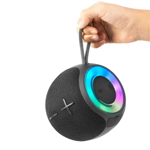 Round Waterproof Outdoor Sound Radio Bluetooth Speaker Wireless with Led Light Changing Fm Radio for Home Office