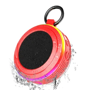 S IPX7 Outdoor Waterproof Bluetooth Speaker with Light Show FM Radio Microphone for Mountaineering Travel Bathroom Etc