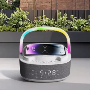 S301 Lamp Alarm Clock 15W Wireless Charging Portable Speaker with RGB Lights for Computer