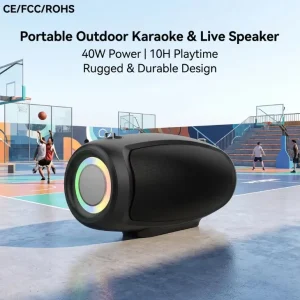 S37L2 Wireless Speaker 40W 12000mAh Battery for Karaoke Live Streaming Sports Court