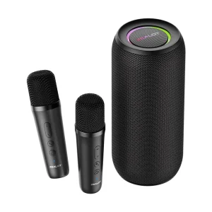 S69M 5.2 Speaker System with Dual Wireless Microphones RGB LED Lighting for USB Rechargeable Battery Outdoor Speaker