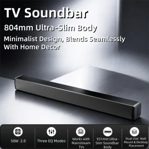 S7 50W Wireless Soundbar for TV 2.0CH Home Theater System Built in 4 Speakers High Fidelity Audio for Living Room