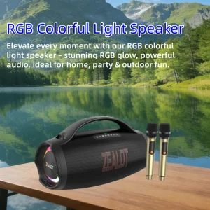 S98M 2MIC Speaker USB Rechargeable Battery RGB LED Lights Dual Microphone 160W Output Power