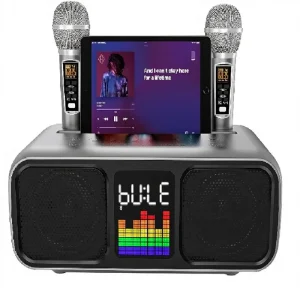 SD318 5.0 Speaker Karaoke Microphone Combo RGB LED Lighting Built in Battery Display Screen Wireless TV Connection for Home Use