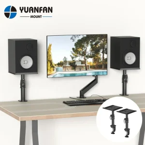 SDM001B 2 Packs Desktop Mount Bookshelf Speaker Stands OEM ODM Factory Pair for Desktop Speakers Support Sturdy Base