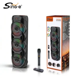 SING E 10″ Fashion Outdoor High Power Karaoke Wireless BT Speaker with Mic Remote Control Suitable for Indoor and Party Use