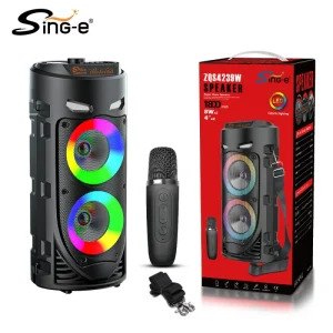 SING E ZQS 4239W Dual 4 inch Outdoor Portable Karaoke Wireless Blue Tooth Speaker Makes a Perfect Christmas Gift