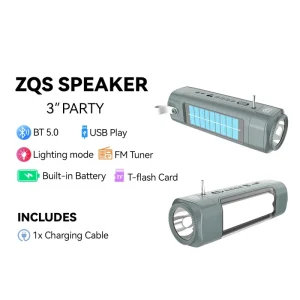 SING E ZQS1351 Solar Charging Wireless Radio Speaker with RGB LED Lighting for Computer Stage Theatre and Outdoor Use