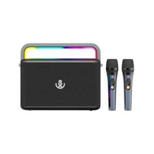 SINOBAND Nuts Portable Karaoke Machine 120W Powerful Speaker with 2 Wireless Microphones RGB Lights Perfect for Party