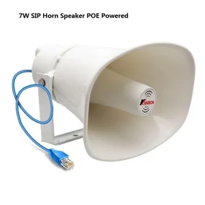SIP VoIP Network Horn Speaker IP PA System PoE Powered 7W Weatherproof Outdoor Loudspeaker for Factory Warehouse Public Address