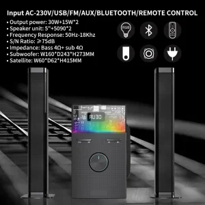 SKD Audio Home Kit Multimedia Computer RGB Speaker 2.1 Subwoofer Hifi Audio Home Theater System BT Speaker Bass Speakers for TV