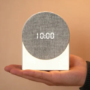 SM04 Versatile Wireless Speaker Bedside Clock With Soft Night Light Glow 6 Sleeping Tracks for Children Bedroom Comfort